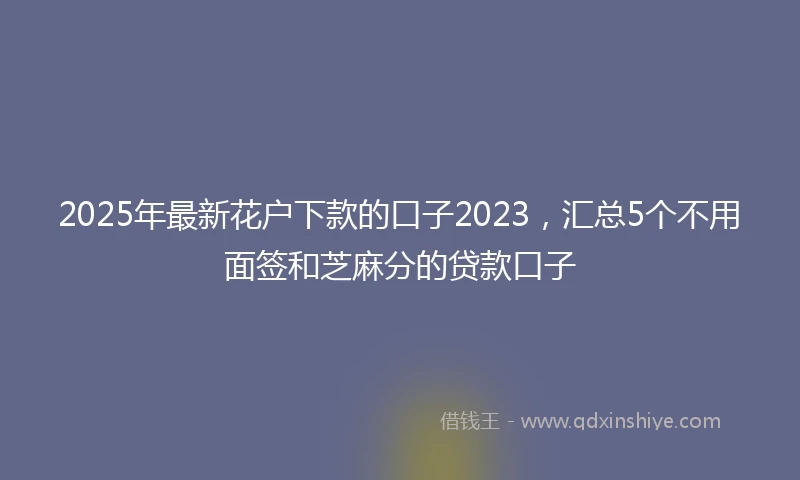 2025年最新花户下款的口子2023，汇总5个不用面签和芝麻分的贷款口子
