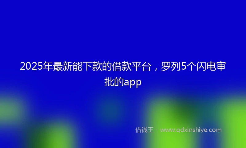 2025年最新能下款的借款平台，罗列5个闪电审批的app