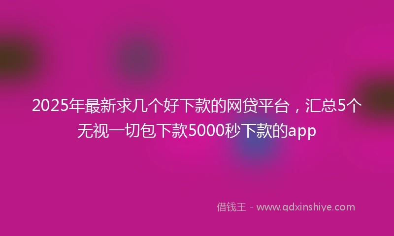 2025年最新求几个好下款的网贷平台，汇总5个无视一切包下款5000秒下款的app
