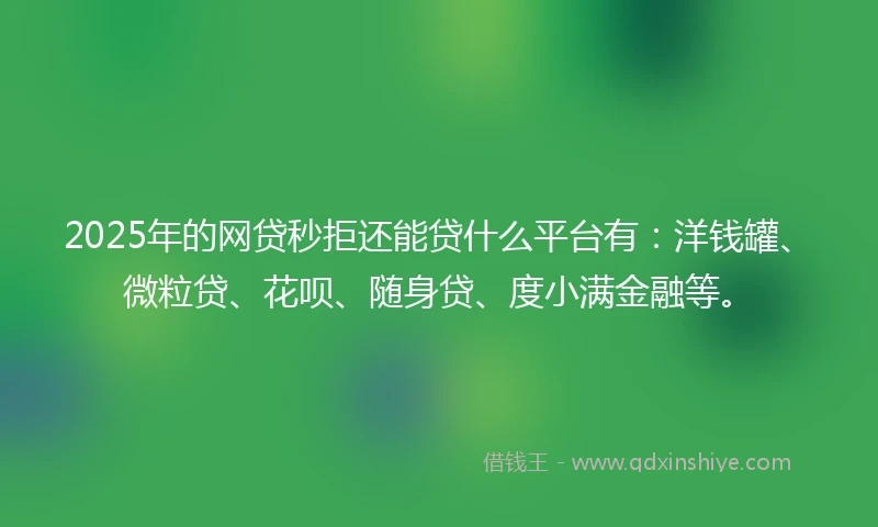 2025年的网贷秒拒还能贷什么平台有：洋钱罐、微粒贷、花呗、随身贷、度小满金融等。