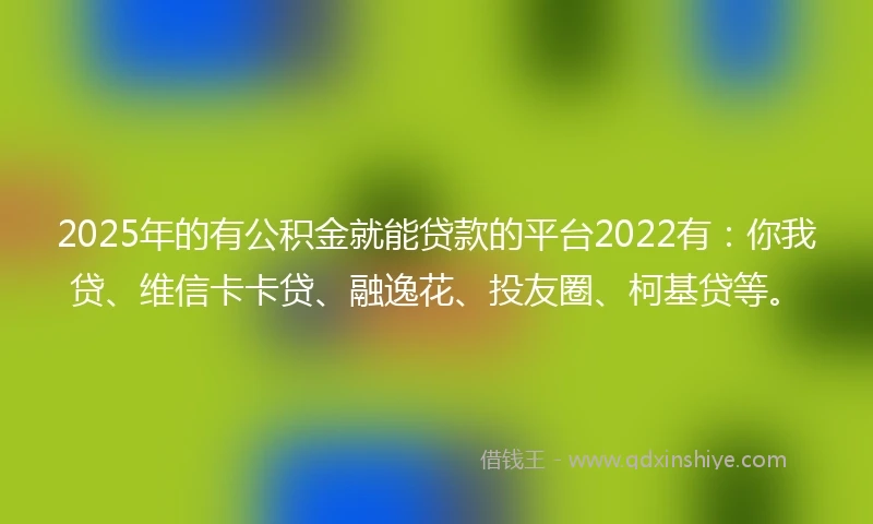 2025年的有公积金就能贷款的平台2022有：你我贷、维信卡卡贷、融逸花、投友圈、柯基贷等。