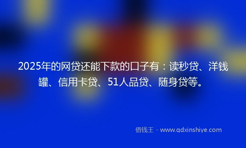 2025年的网贷还能下款的口子有：读秒贷、洋钱罐、信用卡贷、51人品贷、随身贷等。