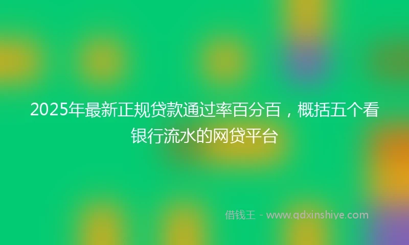2025年最新正规贷款通过率百分百，概括五个看银行流水的网贷平台