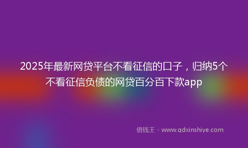 2025年最新网贷平台不看征信的口子，归纳5个不看征信负债的网贷百分百下款app