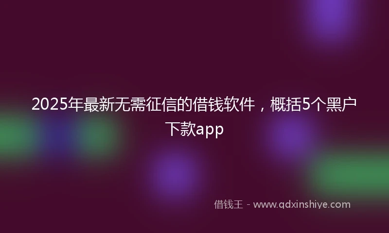 2025年最新无需征信的借钱软件，概括5个黑户下款app