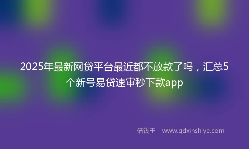 2025年最新网贷平台最近都不放款了吗，汇总5个新号易贷速审秒下款app