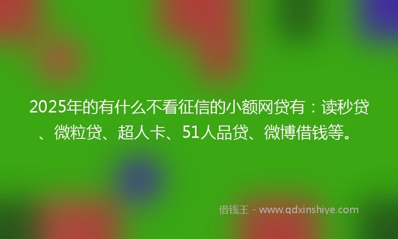 2025年的有什么不看征信的小额网贷有：读秒贷、微粒贷、超人卡、51人品贷、微博借钱等。