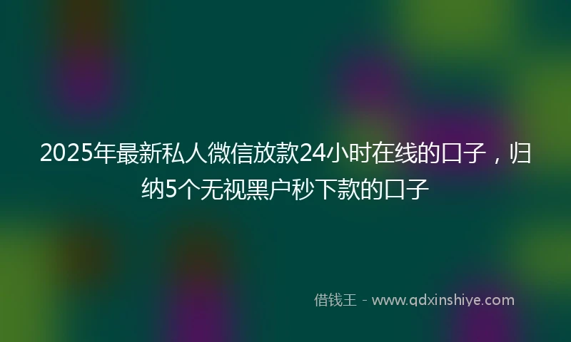 2025年最新私人微信放款24小时在线的口子，归纳5个无视黑户秒下款的口子