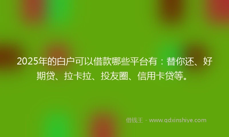 2025年的白户可以借款哪些平台有：替你还、好期贷、拉卡拉、投友圈、信用卡贷等。