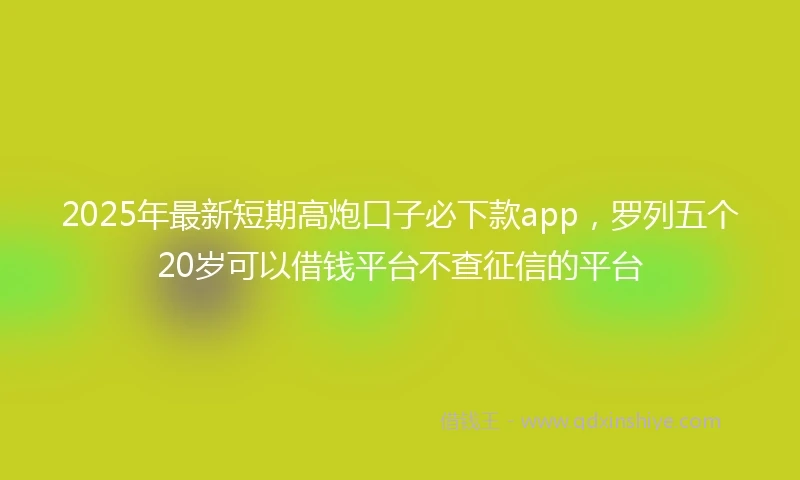 2025年最新短期高炮口子必下款app，罗列五个20岁可以借钱平台不查征信的平台