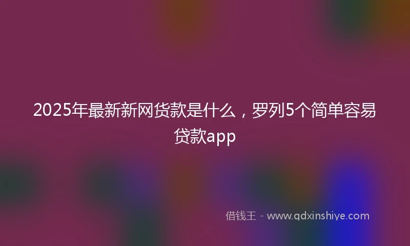 2025年最新新网货款是什么，罗列5个简单容易贷款app