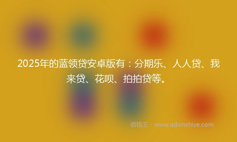 2025年的蓝领贷安卓版有：分期乐、人人贷、我来贷、花呗、拍拍贷等。