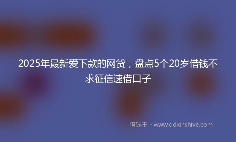 2025年最新爱下款的网贷，盘点5个20岁借钱不求征信速借口子