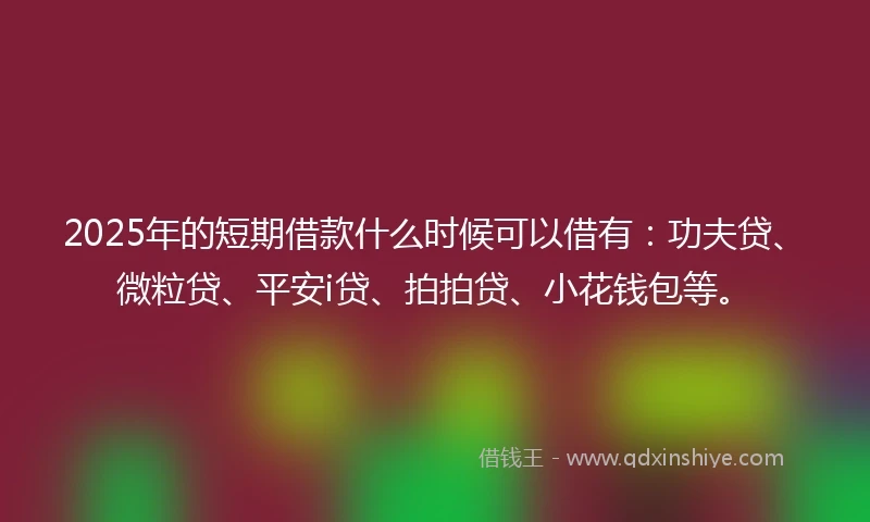 2025年的短期借款什么时候可以借有：功夫贷、微粒贷、平安i贷、拍拍贷、小花钱包等。