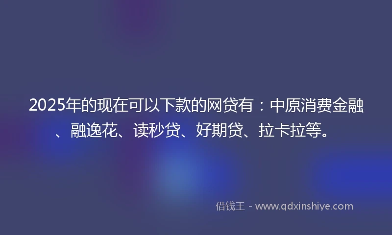 2025年的现在可以下款的网贷有：中原消费金融、融逸花、读秒贷、好期贷、拉卡拉等。