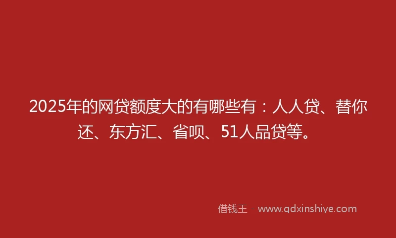 2025年的网贷额度大的有哪些有：人人贷、替你还、东方汇、省呗、51人品贷等。