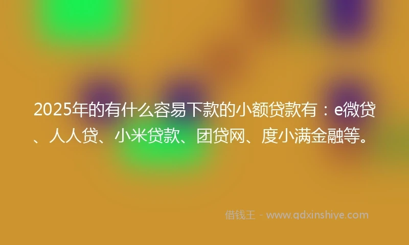 2025年的有什么容易下款的小额贷款有：e微贷、人人贷、小米贷款、团贷网、度小满金融等。