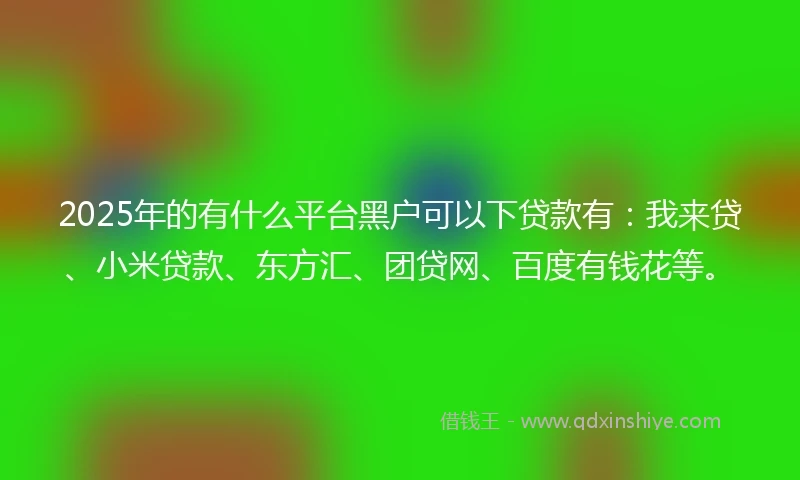 2025年的有什么平台黑户可以下贷款有：我来贷、小米贷款、东方汇、团贷网、百度有钱花等。