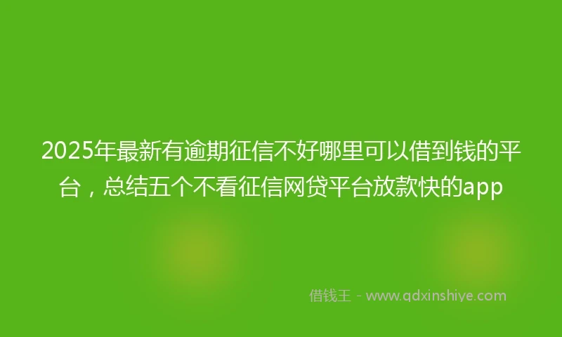 2025年最新有逾期征信不好哪里可以借到钱的平台，总结五个不看征信网贷平台放款快的app