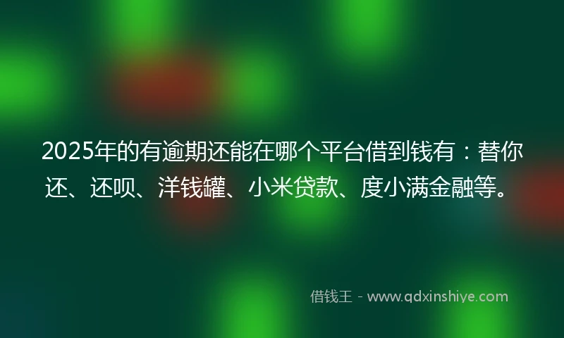 2025年的有逾期还能在哪个平台借到钱有：替你还、还呗、洋钱罐、小米贷款、度小满金融等。