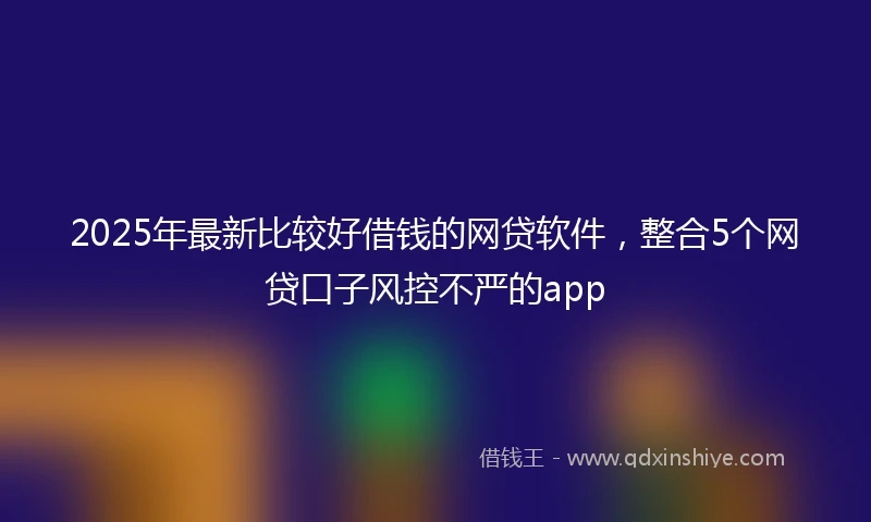 2025年最新比较好借钱的网贷软件，整合5个网贷口子风控不严的app