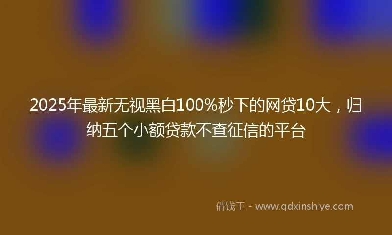 2025年最新无视黑白100%秒下的网贷10大，归纳五个小额贷款不查征信的平台