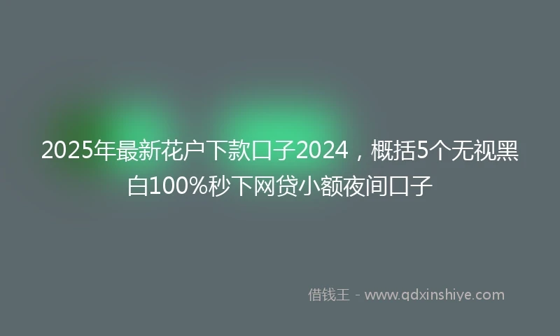 2025年最新花户下款口子2024，概括5个无视黑白100%秒下网贷小额夜间口子