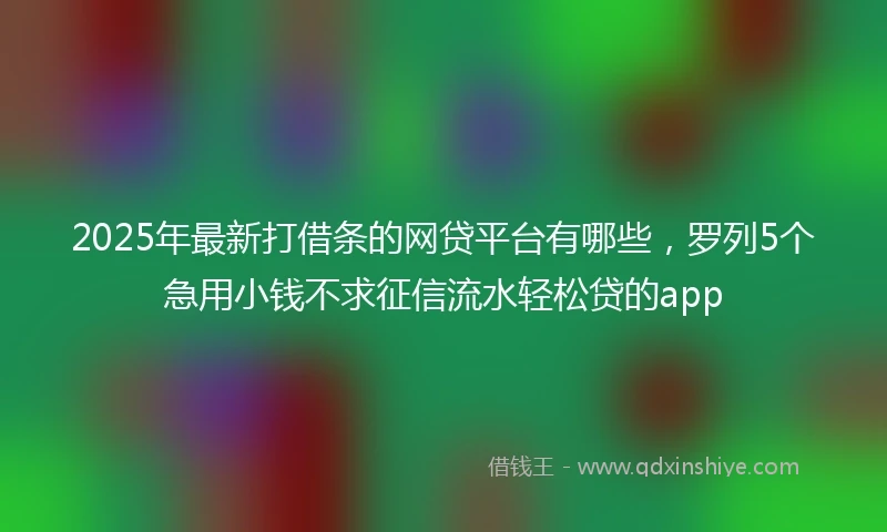 2025年最新打借条的网贷平台有哪些，罗列5个急用小钱不求征信流水轻松贷的app