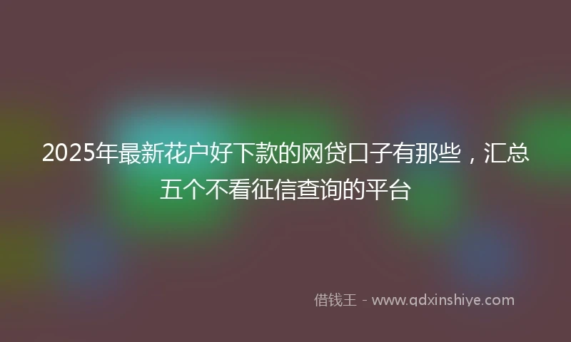 2025年最新花户好下款的网贷口子有那些，汇总五个不看征信查询的平台