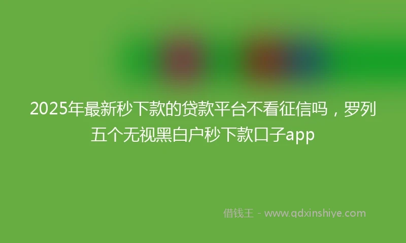 2025年最新秒下款的贷款平台不看征信吗，罗列五个无视黑白户秒下款口子app