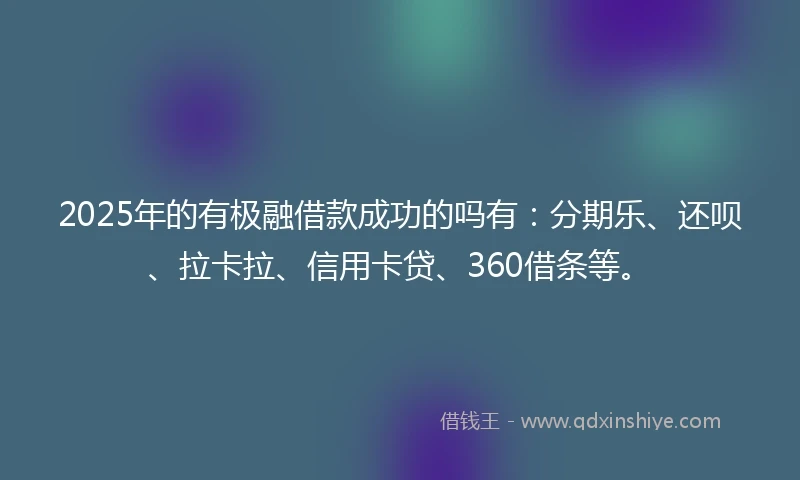 2025年的有极融借款成功的吗有：分期乐、还呗、拉卡拉、信用卡贷、360借条等。