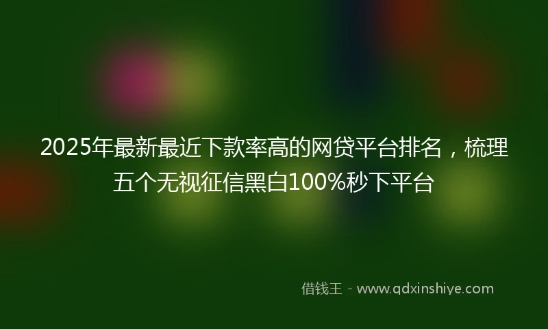 2025年最新最近下款率高的网贷平台排名，梳理五个无视征信黑白100%秒下平台
