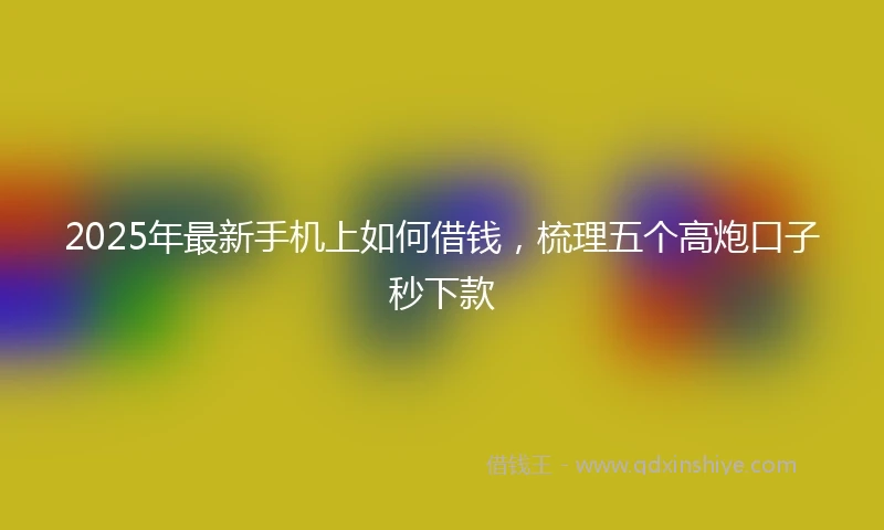 2025年最新手机上如何借钱，梳理五个高炮口子秒下款