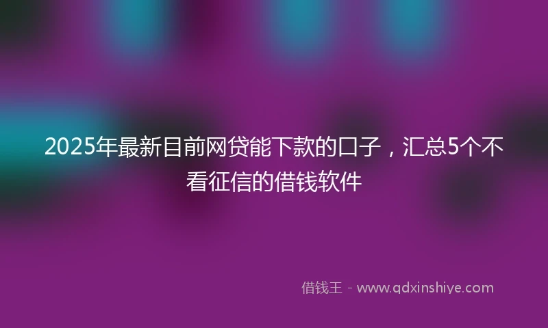 2025年最新目前网贷能下款的口子，汇总5个不看征信的借钱软件