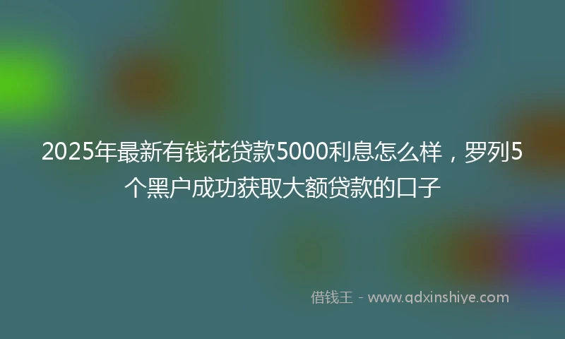 2025年最新有钱花贷款5000利息怎么样，罗列5个黑户成功获取大额贷款的口子