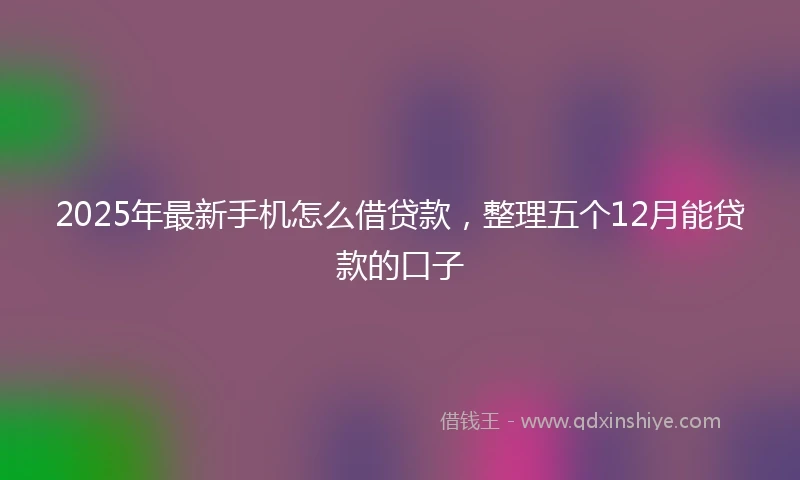 2025年最新手机怎么借贷款，整理五个12月能贷款的口子