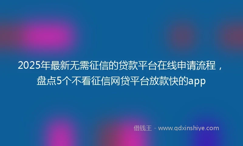 2025年最新无需征信的贷款平台在线申请流程，盘点5个不看征信网贷平台放款快的app