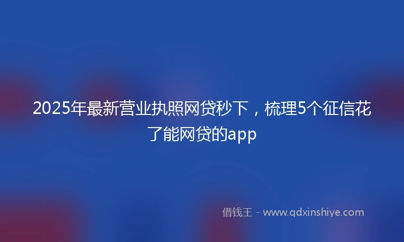 2025年最新营业执照网贷秒下，梳理5个征信花了能网贷的app