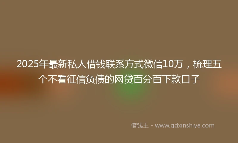 2025年最新私人借钱联系方式微信10万，梳理五个不看征信负债的网贷百分百下款口子