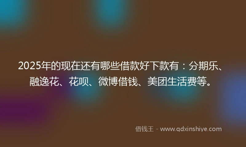 2025年的现在还有哪些借款好下款有：分期乐、融逸花、花呗、微博借钱、美团生活费等。