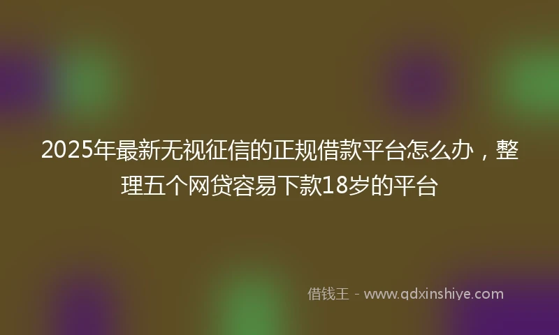 2025年最新无视征信的正规借款平台怎么办，整理五个网贷容易下款18岁的平台
