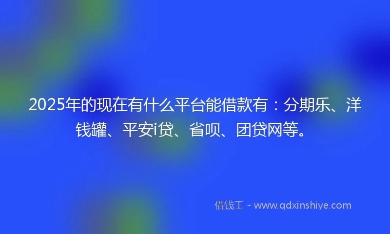 2025年的现在有什么平台能借款有：分期乐、洋钱罐、平安i贷、省呗、团贷网等。