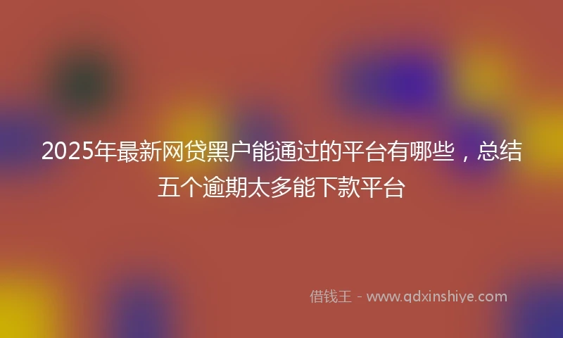 2025年最新网贷黑户能通过的平台有哪些，总结五个逾期太多能下款平台