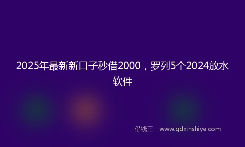 2025年最新新口子秒借2000，罗列5个2024放水软件