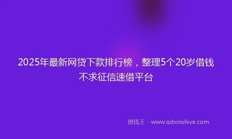 2025年最新网贷下款排行榜，整理5个20岁借钱不求征信速借平台