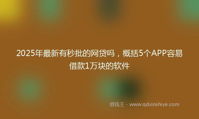 2025年最新有秒批的网贷吗，概括5个APP容易借款1万块的软件