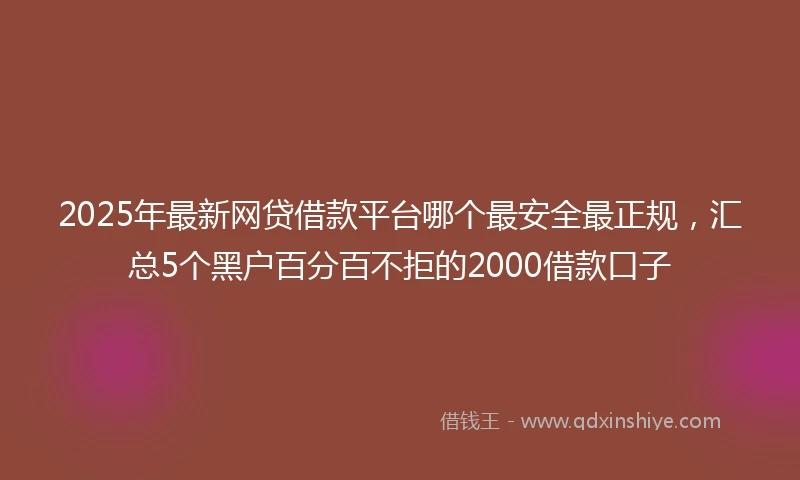 2025年最新网贷借款平台哪个最安全最正规，汇总5个黑户百分百不拒的2000借款口子