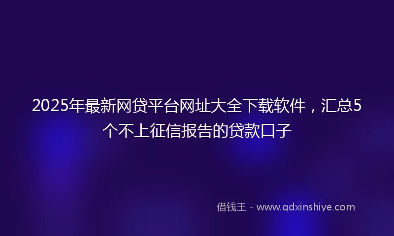 2025年最新网贷平台网址大全下载软件，汇总5个不上征信报告的贷款口子
