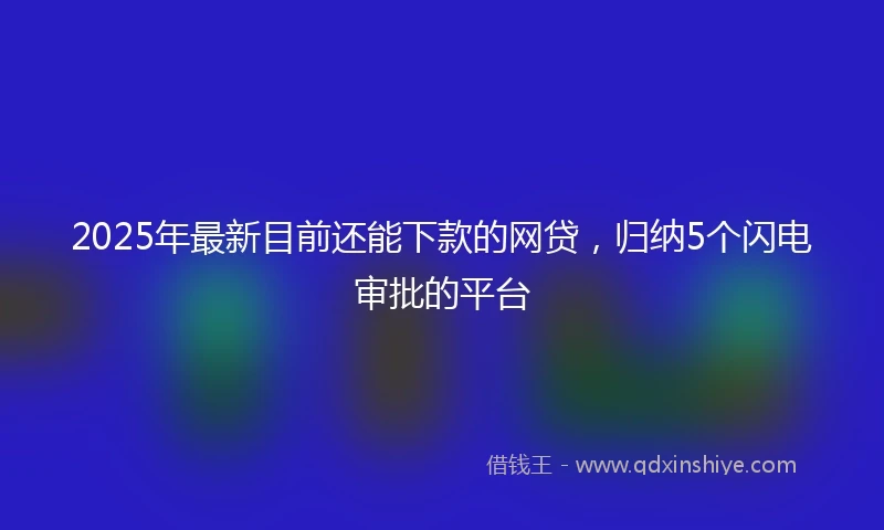 2025年最新目前还能下款的网贷，归纳5个闪电审批的平台