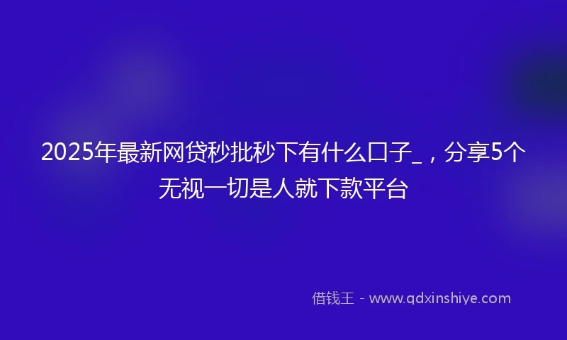2025年最新网贷秒批秒下有什么口子_，分享5个无视一切是人就下款平台